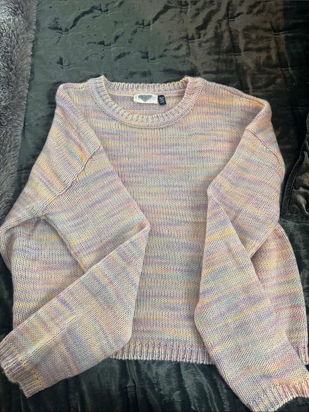 Retrod Multi-Stripe Crewneck Sweater - Pink, Cream, Lavender